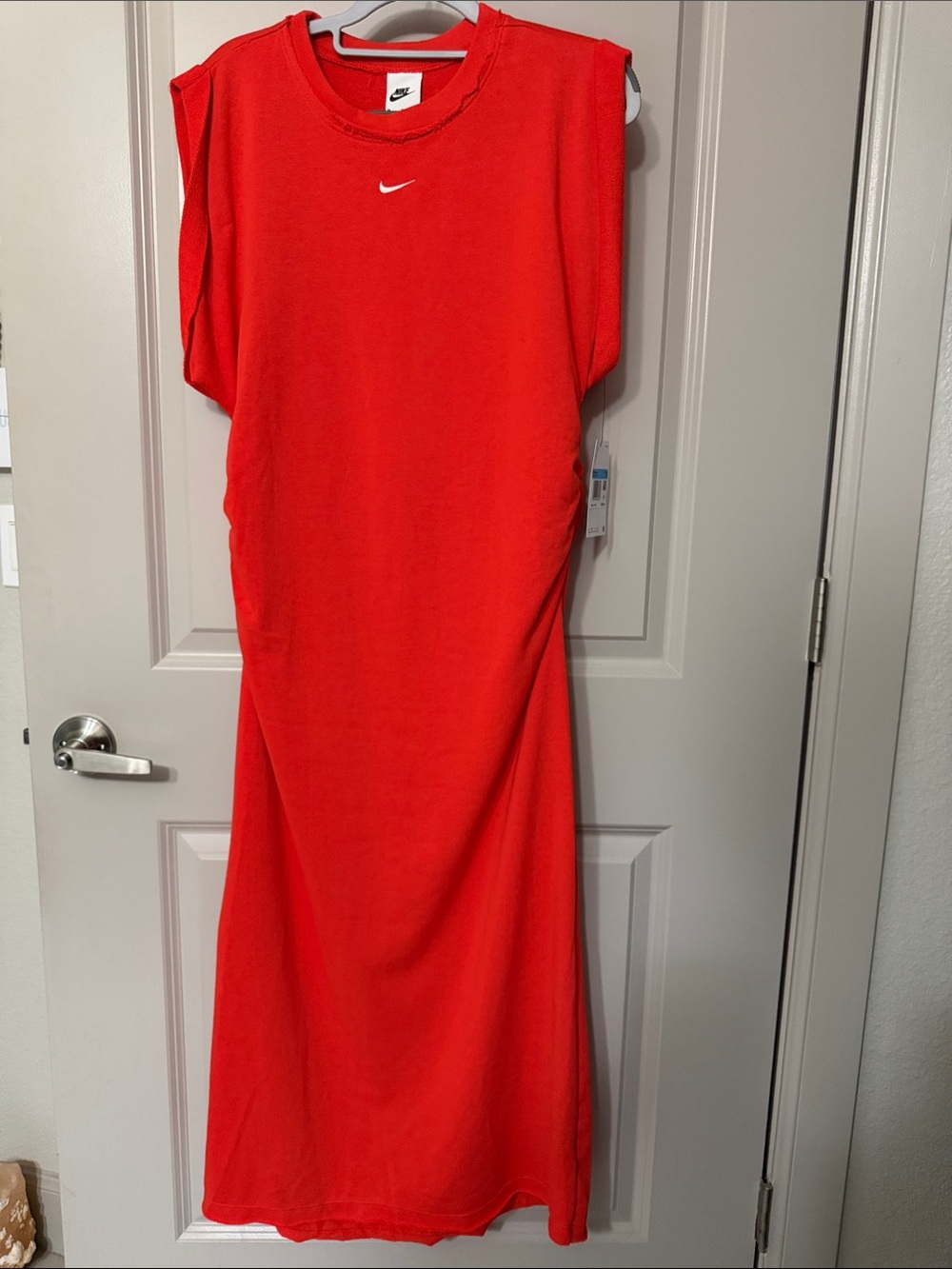 Nike Deep Red Sleeveless Maxi Dress with side ruching